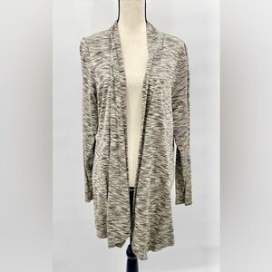 J.Jill purejill Open Front lightweight space dye Taupe Cardigan Top Size XL